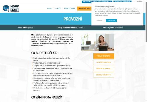 Webové stránky NOVÝ START, personální agentura s.r.o., Třebíč