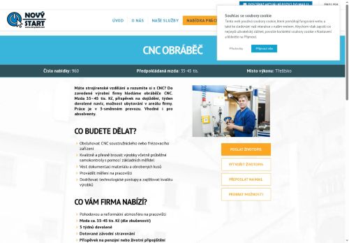 Webové stránky NOVÝ START, personální agentura s.r.o., Třešť