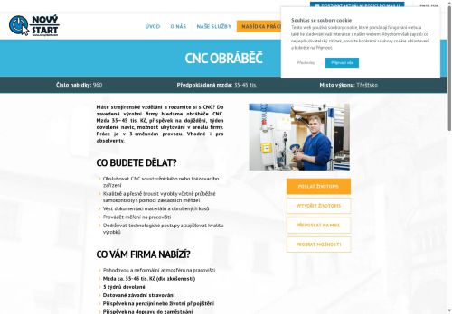 Webové stránky NOVÝ START, personální agentura s.r.o., Třešť