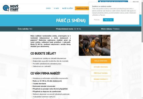 Webové stránky NOVÝ START, personální agentura s.r.o., Třešť