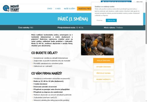 Webové stránky NOVÝ START, personální agentura s.r.o., Třešť