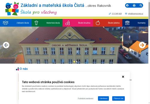 Webové stránky Základní škola a Mateřská škola Čistá, okres Rakovník, Čistá