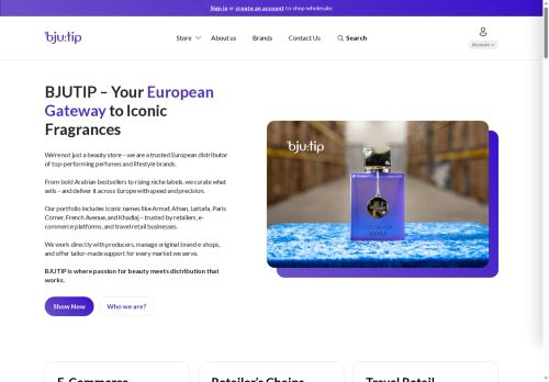 Webové stránky Bjutip, a. s., Popůvky