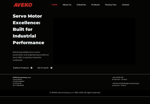 Webové stránky AVEKO Servomotory, s.r.o., Rosice