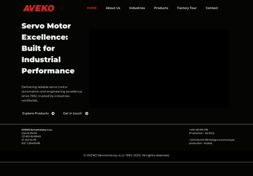 Webové stránky AVEKO Servomotory, Rosice