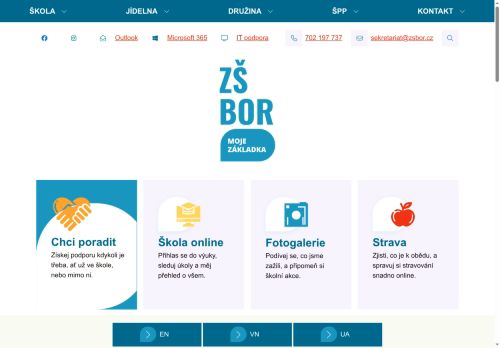 Webové stránky Základní škola Bor, okres Tachov, příspěvková organizace, Bor