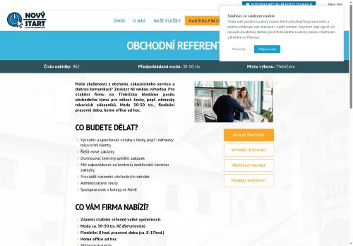 Webové stránky NOVÝ START, personální agentura s.r.o., Třebíč