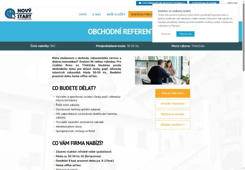 Webové stránky NOVÝ START, personální agentura s.r.o., Třebíč