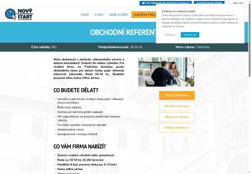 Webové stránky NOVÝ START, personální agentura s.r.o., Třebíč