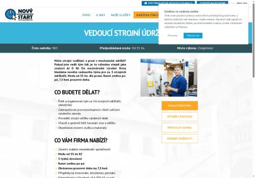 Webové stránky NOVÝ START, personální agentura s.r.o., Znojmo