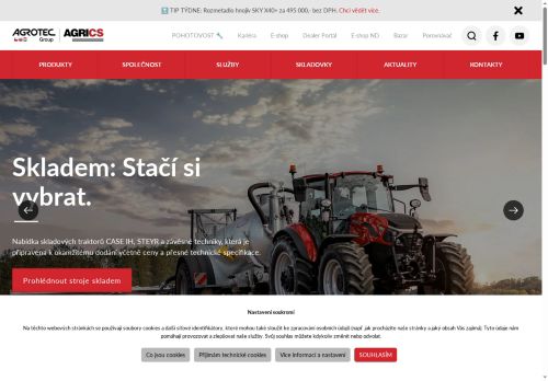 Webové stránky AGRI CS a.s., Přeštice