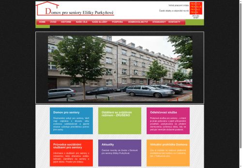 Webové stránky Domov pro seniory Elišky Purkyňové, Praha