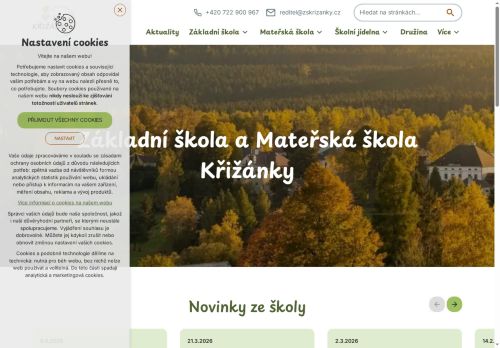 Webové stránky Základní škola a Mateřská škola Křižánky, příspěvková organizace, Křižánky