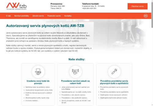 Webové stránky AW-TZB s.r.o., Tišnov