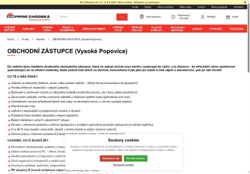 Webové stránky PRVNÍ CHODSKÁ s.r.o., Vysoké Popovice