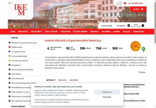 Institut klinické a experimentální medicíny nabízí práci na pozici Sanitáři v obci Praha