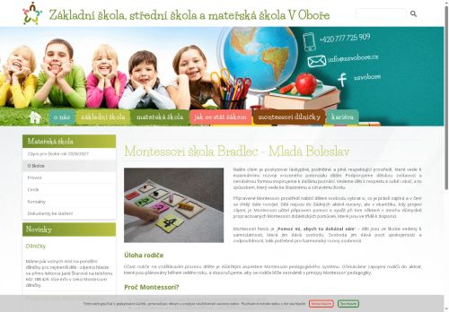 Základní škola, střední škola a mateřská škola V Oboře nabízí práci na pozici Učitel(ka) v mateřké škole v obci Bradlec