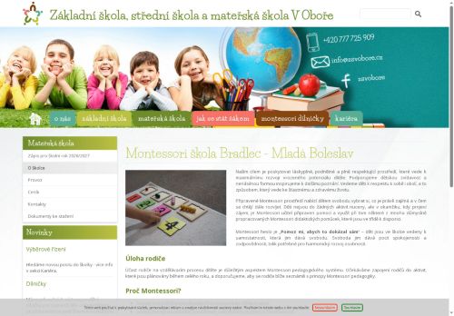 Základní škola, střední škola a mateřská škola V Oboře nabízí práci na pozici Učitel(ka) v mateřké škole v obci Bradlec