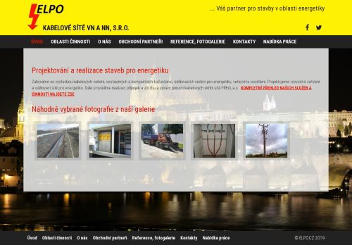 Webové stránky ELPO, kabelové sítě VN a NN, s.r.o., Praha