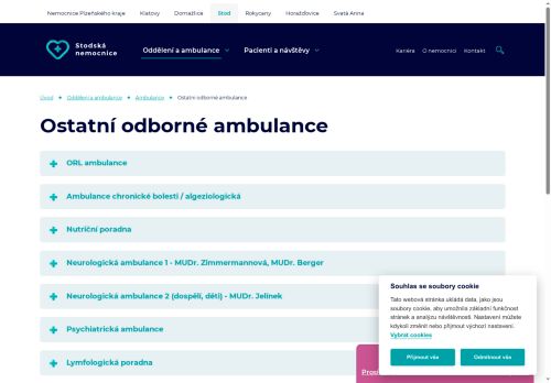Zobrazit webové stránky Ambulance chronické bolesti / algeziologická - Stodská nemocnice