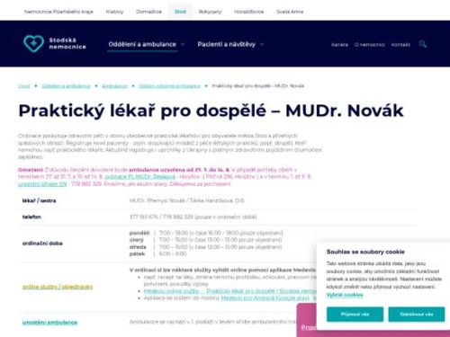 Praktický lékař pro dospělé - MUDr. Přemysl Novák - Stodská nemocnice
