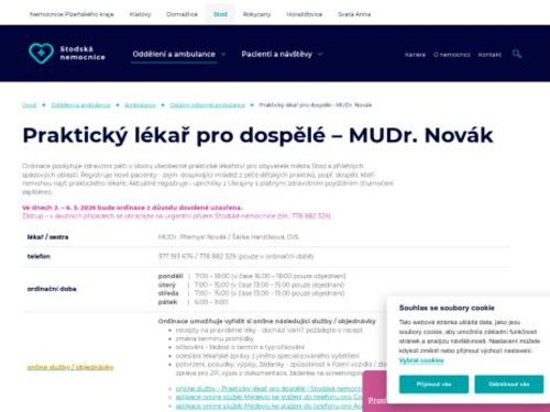 Praktický lékař pro dospělé - MUDr. Přemysl Novák - Stodská nemocnice
