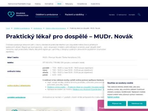 Praktický lékař pro dospělé - MUDr. Přemysl Novák - Stodská nemocnice
