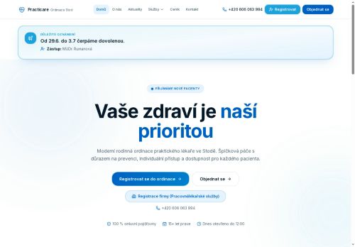 Zobrazit webové stránky Praktický lékař pro dospělé Practicare s.r.o. - MUDr. František Bláha