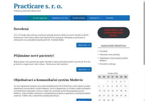 Zobrazit webové stránky Praktický lékař pro dospělé Practicare s.r.o. - MUDr. František Bláha