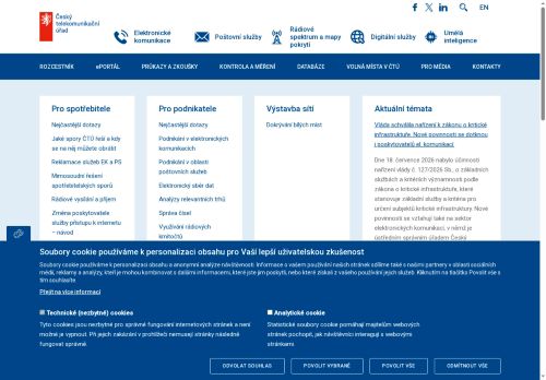 Webové stránky Český telekomunikační úřad, Praha