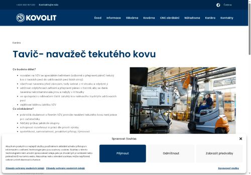 Webové stránky Kovolit a.s., Brno