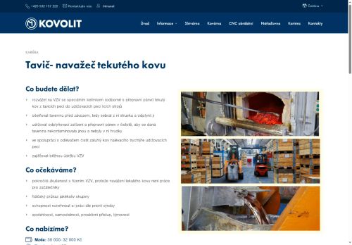 Webové stránky Kovolit a.s., Brno
