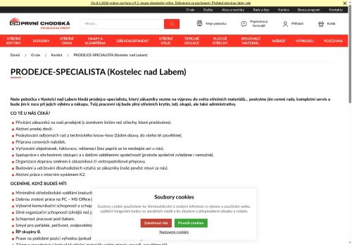 Webové stránky PRVNÍ CHODSKÁ s.r.o., Kostelec nad Labem