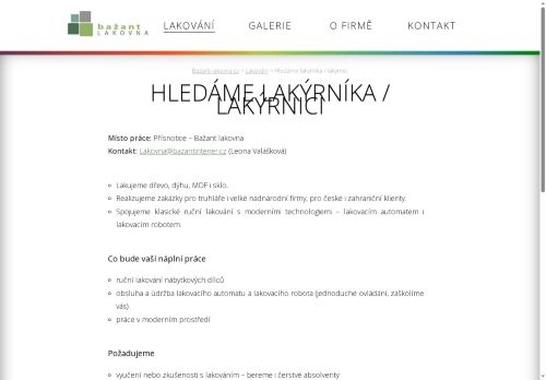 Webové stránky Bažant Interier s.r.o., Přísnotice