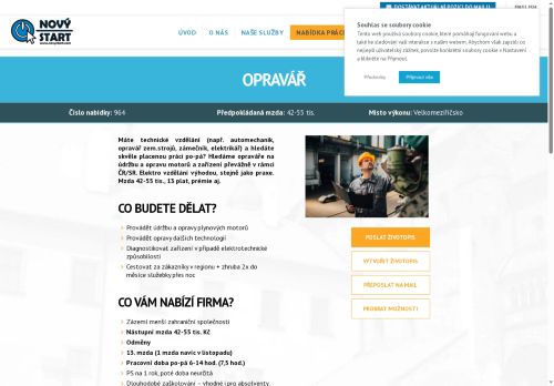 Webové stránky NOVÝ START, personální agentura s.r.o., Velké Meziříčí