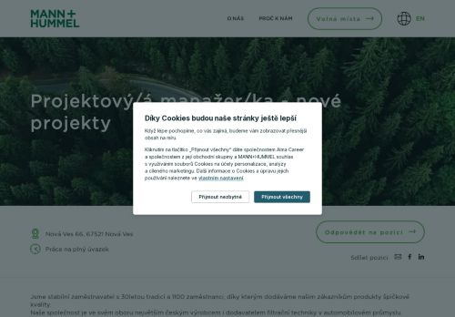 Webové stránky MANN + HUMMEL (CZ) v.o.s., Nová Ves