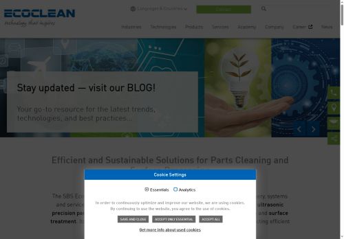 Webové stránky Ecoclean Technologies spol. s r.o., Oslavany