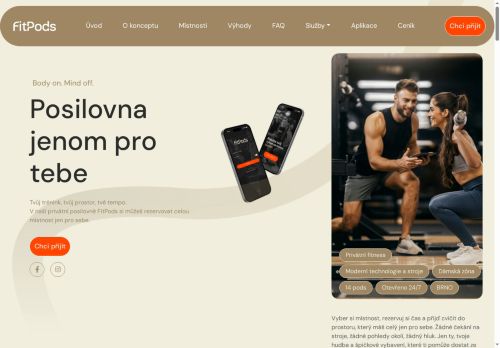 Webové stránky FitPods s.r.o., Brno