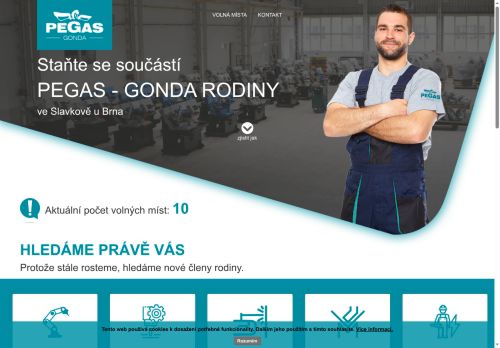 Webové stránky PEGAS-GONDA s.r.o., Slavkov u Brna