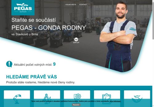 Webové stránky PEGAS-GONDA s.r.o., Slavkov u Brna