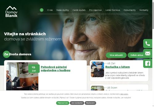 Webové stránky Domov pro seniory Blaník s.r.o., Mnichovice