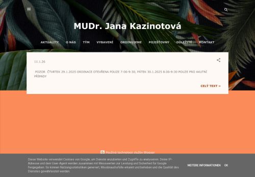 Zobrazit webové stránky Praktický lékař pro dospělé - MUDr. Jana Kazinotová