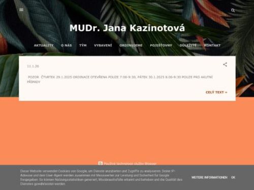 Praktický lékař pro dospělé - MUDr. Jana Kazinotová