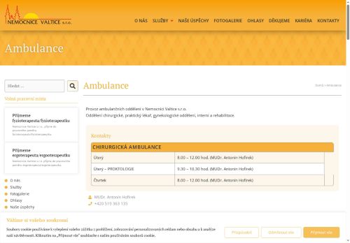Zobrazit webové stránky Fyzioterapie Nemocnice Valtice