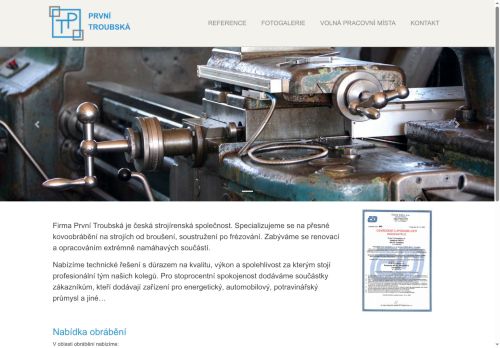 První Troubská s.r.o. nabízí práci na pozici Obráběč kovů (m/ž) v obci Troubsko