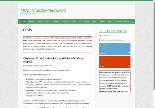 Zobrazit webové stránky Praktický lékař pro dospělé - MUDr. Vítězslav Machovský, MUDr. Martin Drajna