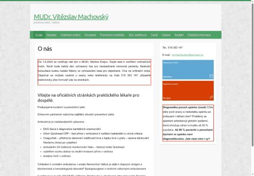 Zobrazit webové stránky Praktický lékař pro dospělé - MUDr. Vítězslav Machovský, MUDr. Martin Drajna