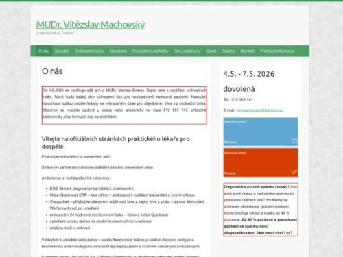 Praktický lékař pro dospělé - MUDr. Vítězslav Machovský, MUDr. Martin Drajna