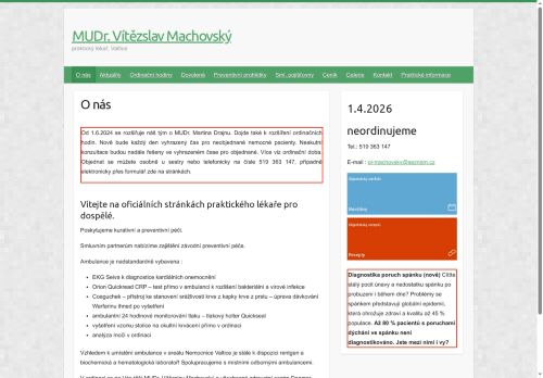 Zobrazit webové stránky Praktický lékař pro dospělé - MUDr. Vítězslav Machovský, MUDr. Martin Drajna