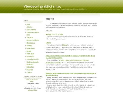 Ambulance praktického lékaře pro dospělé a ordinace myoskeletální medicíny Všeobecní praktici s.r.o. - MUDr. Jan Palaj